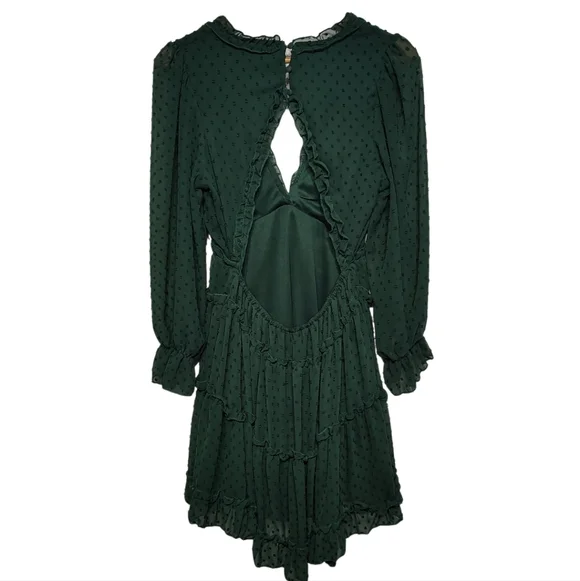 Justify Green Swiss Dot Ruffled Dress Size Medium Fairycore - Picture 5 of 9